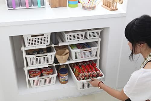 Under Sink Organizer 2-Tier Expandable Shelf Kitchen Bathroom Cabinet Multi-purose Storage Standing Rack, White