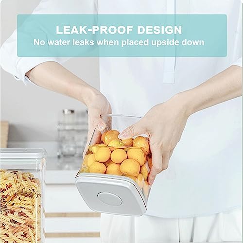 Pop Airtight Food Storage Containers with Lids for Kitchen Pantry Organizing Stackable Container for Cereal Snack Flour Sugar Coffee Spaghetti -15 Pcs(0.5, 1.2, 2.0, 2.7, 3.3qt)*3