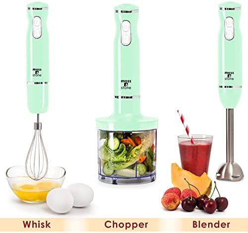 Hand Blender Electric With Egg Whisk & Chopper, Powerful 300 Watt Stick Blender, Hand Mixer Set Stainless Steel Shaft & Blades, Handheld Blender With Ergonomic Handle