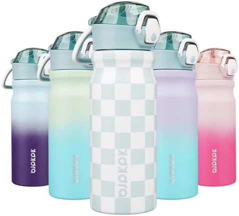 BJPKPK 18 oz Water Bottle with Straw & Handle, Insulated Stainless Flask by BJPKPK