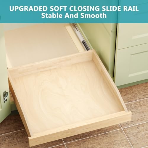Pull Out Cabinet Drawer for Kitchen Cabinets 25.5" W x 21" D, Pull Out Cabinet Organizer, Bottom Assembly, Requires At Least 26.5” Cabinet Opening, 2PCS