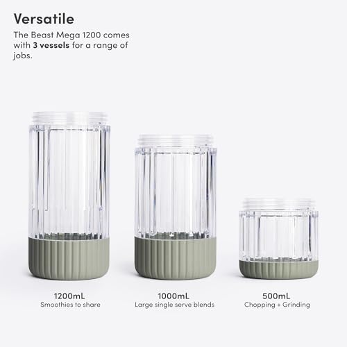 Beast Mega 1200 Plus Countertop Blender, XL Vessel, Sage, 1200W - Image 5