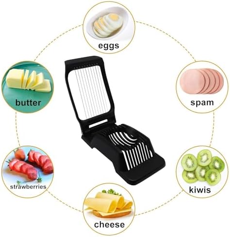 Egg Slicer for Hard Boiled Eggs, Food Slicer with 10 Stainless Steel Wires, Aluminum Alloy Heavy Duty Hard Boiled Egg Cutter for Soft Fruit Strawberry Butter Kiwi Home Use (1Pcs, Black) - Image 6
