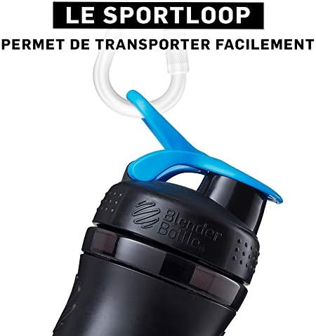 BlenderBottle SportMixer Tritan Grip Shaker Bottle, Transparent Black/Cyan, 28-Ounce - Image 2