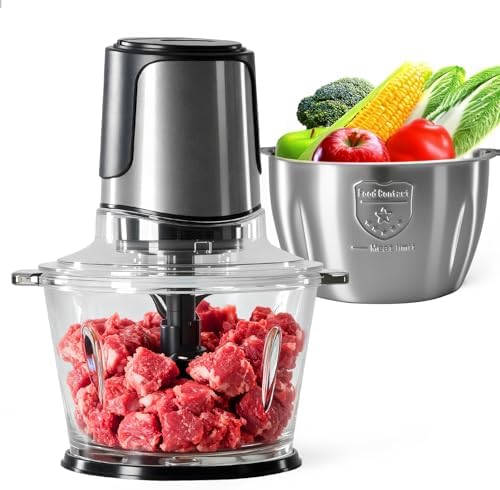 OLIXIS Electric Food Processor, 450W Meat Grinder & Vegetable Chopper with 2 Bowels for Home Use, Food Chopper with Double S-Blades for Vegetable, Onion, Garlic, Meat, Nuts, Black by OLIXIS