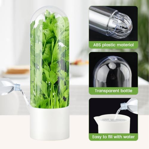 3 Pack Herb Saver for Refrigerator with 5-Blade Herb Scissors