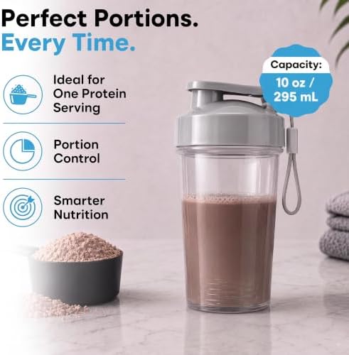 Protein Shaker Cup 10 oz - Food-Grade Shaker Cups for Protein Shakes 10 oz - Small Shaker Cups for Protein Shakes, Leakproof Lid Protein Cups Shaker for Gym-goers & Travelers - Image 6