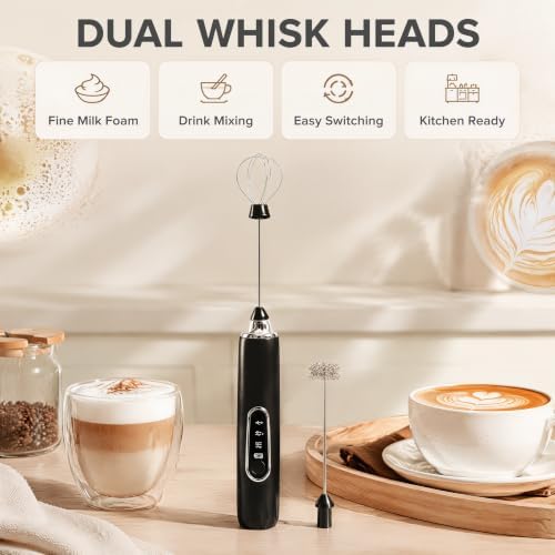 Rechargeable Hand Mixer, Mini Electric Egg Beater for Baking Cooking, Black