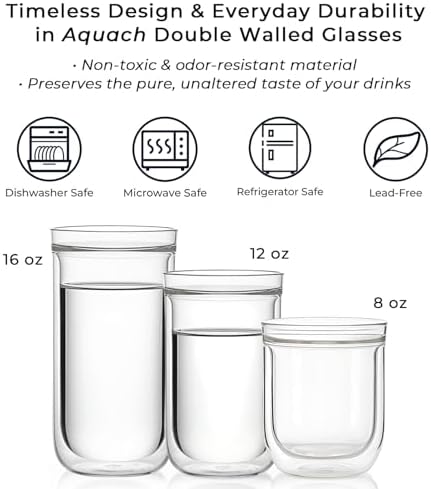16oz Double Walled Glass Coffee Cups Set of 2, Insulated Tumblers