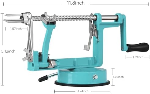 Apple Peeler Slicer Corer with Stainless Steel Blades and Powerful Suction Base for Apples Pears Potatoes(Blue)