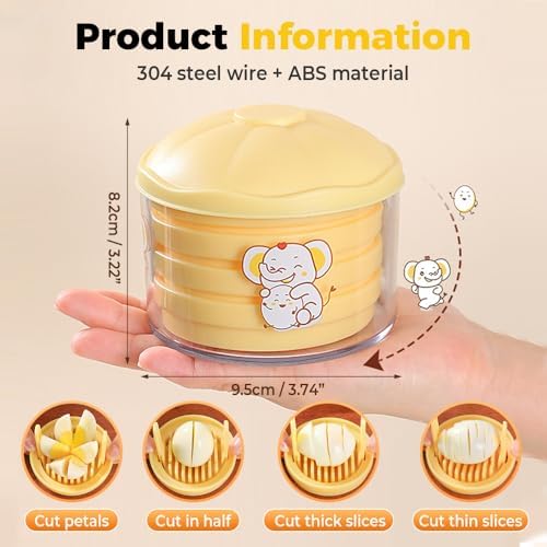 4 In 1 Egg Slicer for Hard Boiled Eggs, Egg Cutter with Stainless Steel Wires, Multifunctional Kitchen Tool for Slicing Wedging Quartering, Also Cuts Strawberries Kiwifruit Mushroom (1PCS)