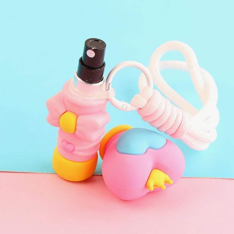 2Pcs 0.17oz Princess Travel Atomizer Bottles, Heart Bow Mini Spray Vessels with Keychain & Strap, Compact Portable Vials for Daily Outdoor Transit - Image 5
