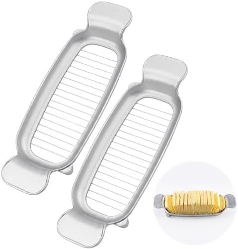Butter & Cheese Slice Cutter - Stainless Steel Multipurpose Butter and Cheese Cutter Slicer for Evenly Slicing Butter Blocks, Cheeses, Eggs, Non-Stick，Compact & Portable for Home, BBQ, Camping by Unknown