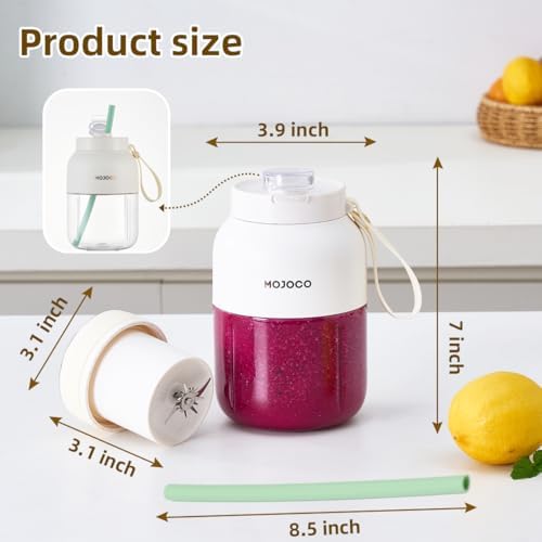 Mojoco Portable Smoothie Blender - 24oz Personal Blenders for Shakes and Smoothies - Cordless/Rechargeable Juice Blender with Stainless Steel Blade for Office, Gym, Camping, Travel - Image 5