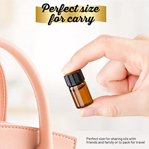 Teenitor 100Packs Essential Oil Bottles, Amber Glass Bottle, Essential Oil Bottle 2Ml Bottles, Small Oil Vial Sample Bottles 2ML 0.068OZ - Image 6