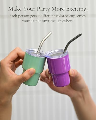 24 Pack 3oz Mini Tumbler Shot Glass with Straw and Lid