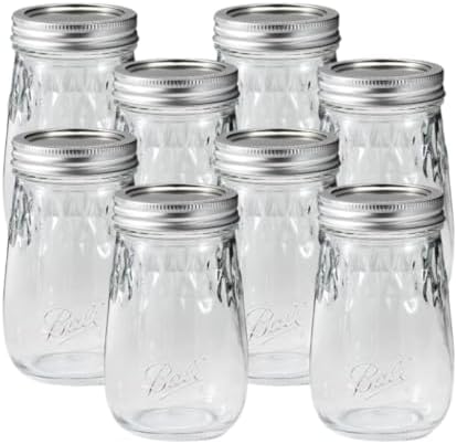 Glass Flute Mason Jar, Regular Mouth, Pint Size, 16 OZ (Pack of 8)