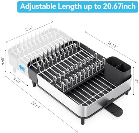 Stainless Steel Dish Drying Rack for Kitchen Counter,Black