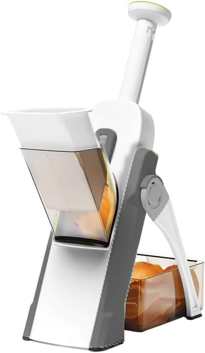Saker Adjustable Safe Vegetable Slicer,Safe 5-in-1 Mandoline Slicer, Adjustable Vegetable Chopper & Fruit Slicer for Fast Meal Prep, 0.1-8mm Thickness (grey) by NEKMEX
