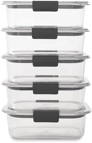 Brilliance Tritan Plastic Food Storage Containers BPA Free Airtight Lids Ideal for Lunch Meal Prep & Leftovers Set of 5 (3.2 Cup)
