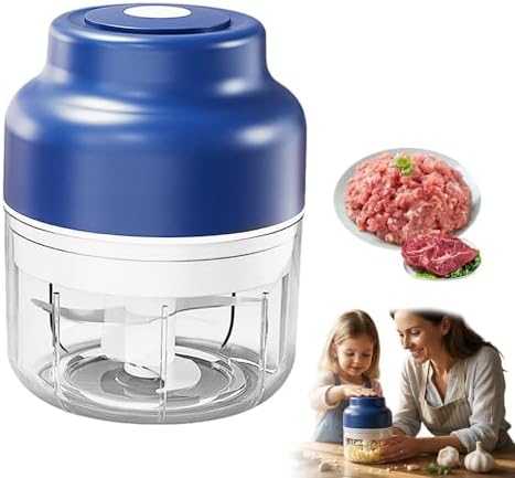 2026 Upgrade Electric Garlic Chopper, Electric Mini Food Processor Portable Veggie Cutter Chopper, USB Rechargeable Wireless Food Chopper for Mashing Garlic, Chili, Onion, Fruit, Ginger (A, 250ml) by Unknown