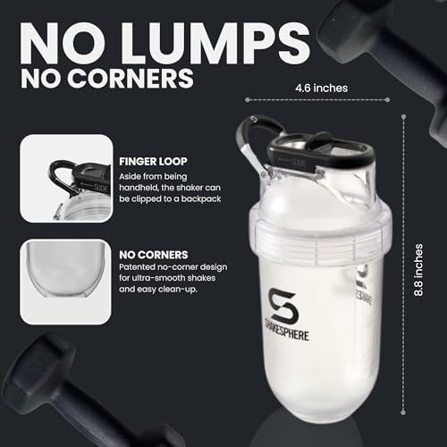 SHAKESPHERE 24oz Bladeless Protein Shaker Bottle Tumbler Tritan Clear Black - Image 5