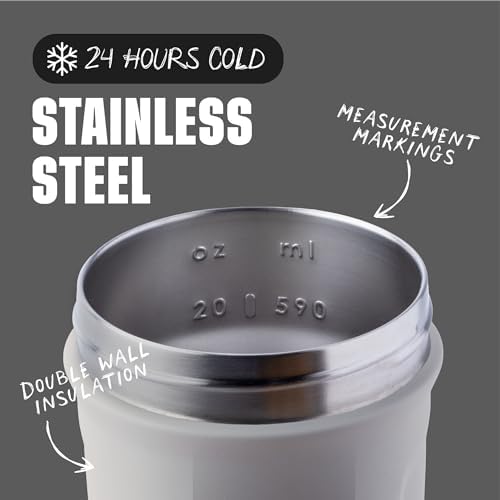 BlenderBottle Sport Flip Stainless Steel Shaker Bottle 24 oz Grey - Image 3
