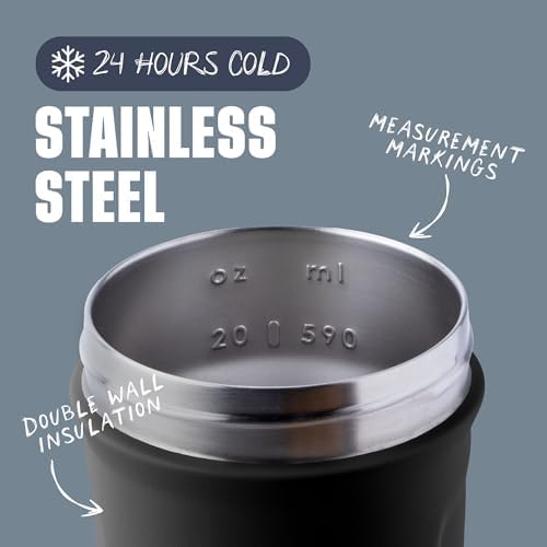 BlenderBottle Sport Flip Stainless Steel Shaker Bottle 24 oz Black - Image 3