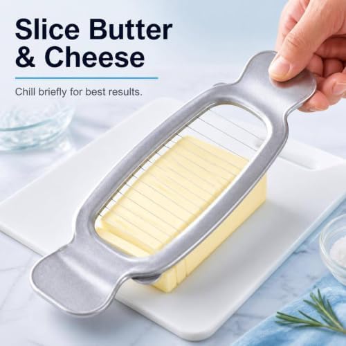 Butter Slicer Stainless Steel Wire Cheese Slicer Cheese Slicer, Kitchen Food Tool for Cuts Cheese, Butter, Eggs, Fruit - Image 6