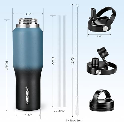 32 oz Insulated Water Bottle Stainless Steel Triple-Wall with Straw Lid Set
