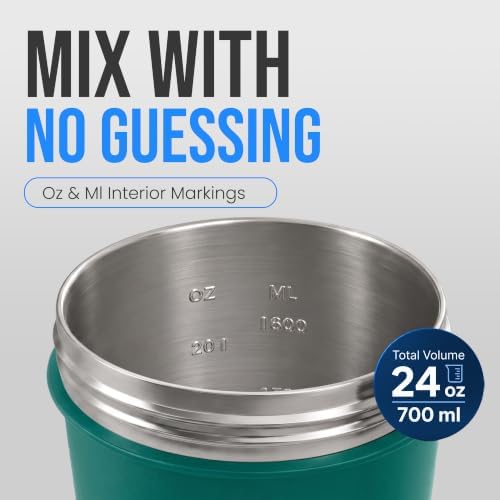 VELOMIX 24oz Stainless Steel Shaker Bottle with Wire Whisk (Green) - Image 5