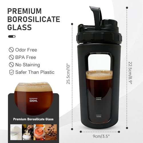 BYLWORKOUT 26 oz Glass Shaker Bottle with Silicone Sleeve and Mixing Ball - Image 3