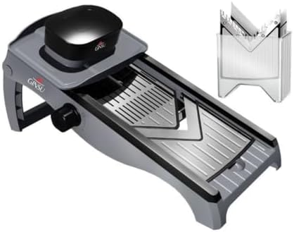 GINSU Stainless Steel Mandoline Slicer – Adjustable Food Slicer 14x6x3in, Precision Vegetable Cutter with Safety Guard, Non-Slip Base & Easy Clean Design by GINSU