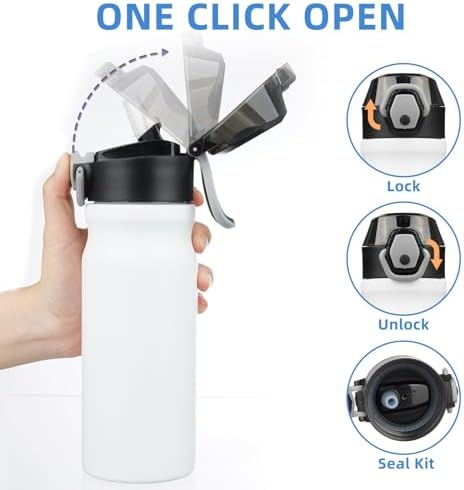 BJPKPK 18 oz Water Bottle with Straw & Handle, Insulated Stainless Flask - Image 3