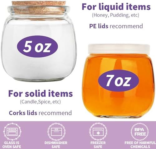 40 Pack 7oz Small Glass Jars with Cork Lids,Mason Jars