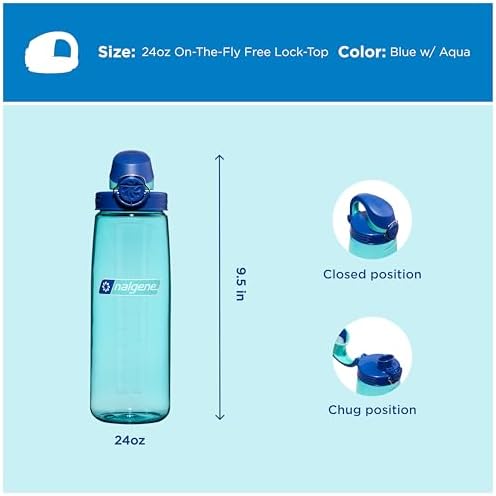 Nalgene 24 oz On The Fly Lock-Top Water Bottle, Blue w/Aqua - Image 5