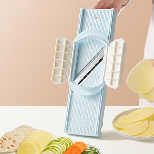 Potato Slicer, Vegetable Shredder, 5 in 1 Efficient Kitchen Tool with Stainless Steel Blades, Safe Manual Food Cutter for Carrot, Cucumber, Julienne Fries by Kuuleyn