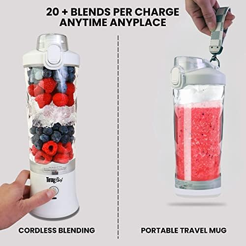 Total Chef Portable Blender - For Smoothies & Protein Shakes, USB Rechargeable Cordless Mini Travel Mixer, Personal Juicer, Ice Crusher, Blender Bottle for Home & Kitchen, 20oz, White - Image 3