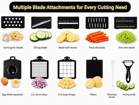 15-in-1 Vegetable Chopper and Mandoline Slicer with Container, Multifunction Food Chopper, Onion Cutter, Veggie Dicer, Fruit Slicer, Kitchen Gadget with Stainless Steel Blades, Black - Image 2