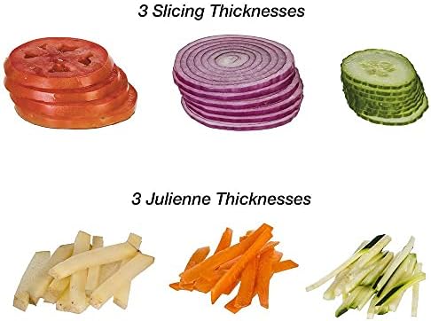 PL8 Professional Slicer - Adjustable 3-in-1 Slicing & Julienne Tool with Stainless Steel Slicing Ramp, Integrated Blades, Safety Hand Guard and soft-grip handle. - Image 4