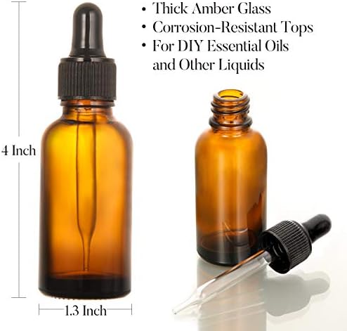 12 pcs, 1 oz Amber Dropper Bottles w/ 3 Stainless Steel Funnels & 1 Long Glass Dropper - 30ml Glass Bottles with Eye Droppers, Leakproof Essential Oils Bottle for Health, Personal Care & Beauty - Image 3