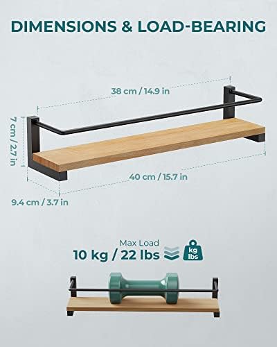 Wooden Spice Rack Wall Mounted, Over the Stove, Kitchen Wall, 2 Pack
