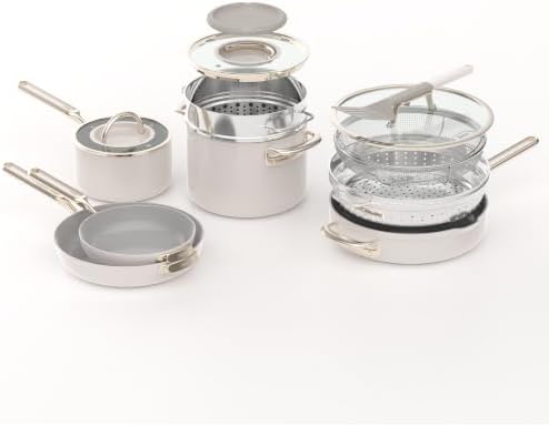 Ninja NeverQuit™ 13-Pc Ceramic Cookware, Amazon Exclusive Bone & Champagne by Unknown