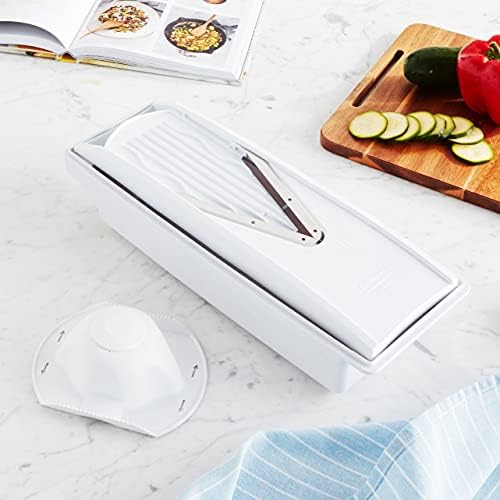 Swissmar V-Prep™ Mandoline Slicer – Versatile Kitchen Slicer for Julienne, Shred, Cube & Slice – Includes Multi-Function Bowl & Safety Holder – Essential Kitchen Gadget – White - Image 2
