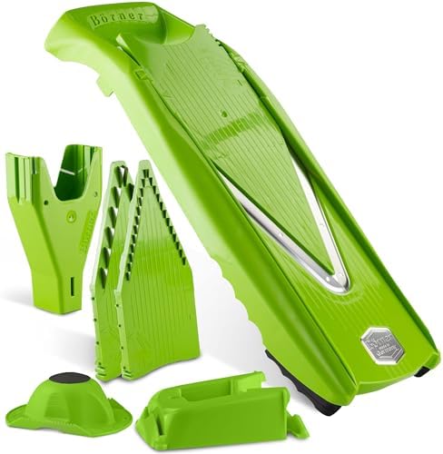 Mandoline Food Slicer Börner V5 (Profi Set) by Reston Lloyd • V-Slicer with 4 Inserts, Docking Station & Food Holder • Made in Germany • Fruit & Vegetable Chopper • Multiple Settings • Color: Lime by B%C3%B6rner