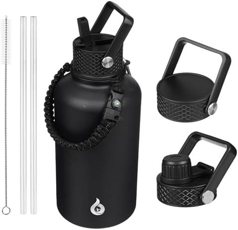 64oz Insulated Water Bottle, Half Gallon Water Jug with Straw Lid