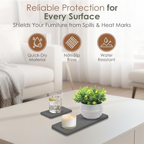Large Stone Dish Drying Mat for Kitchen Counter, Foldable Quick Dry Stone Dish Mat, Diatomaceous Earth Water Absorbing Pad for Plate Utensils Rack Bottles, Any Countertop (Dark Gray 24"×16" & 2*8"x4")