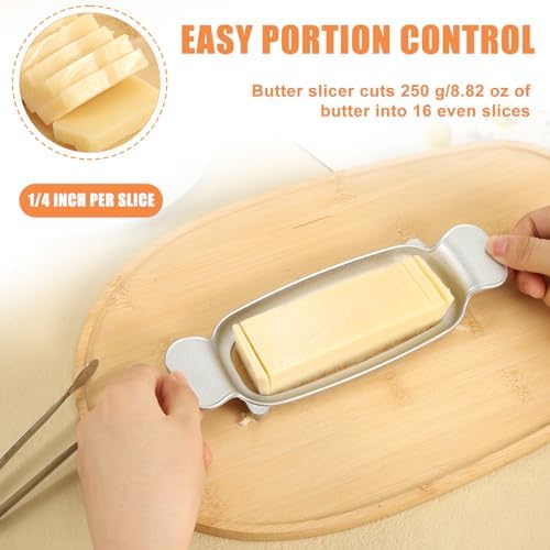 2pcs Cheese Slicer, Stainless Steel Butter Slicer Tool Handheld Cheese Cutter Wire Butter Cutter Single Stick Kitchen Slicing Tool for Fruit Eggs Butter Cheese - Image 3
