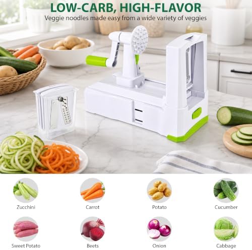 Vegetable Spiralizer, 5 Blades Zucchini Spiralizer Noodle Maker