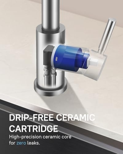 Kitchen Faucet with Soap Dispenser Set, Pull-Down, Brushed Nickel